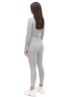 Cropp Spodnie*Szare prążkowane legginsy