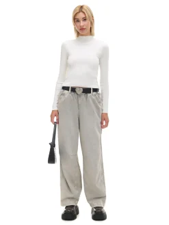 Cropp Spodnie*Szare spodnie baggy z wysokim stanem