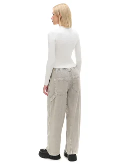 Cropp Spodnie*Szare spodnie baggy z wysokim stanem