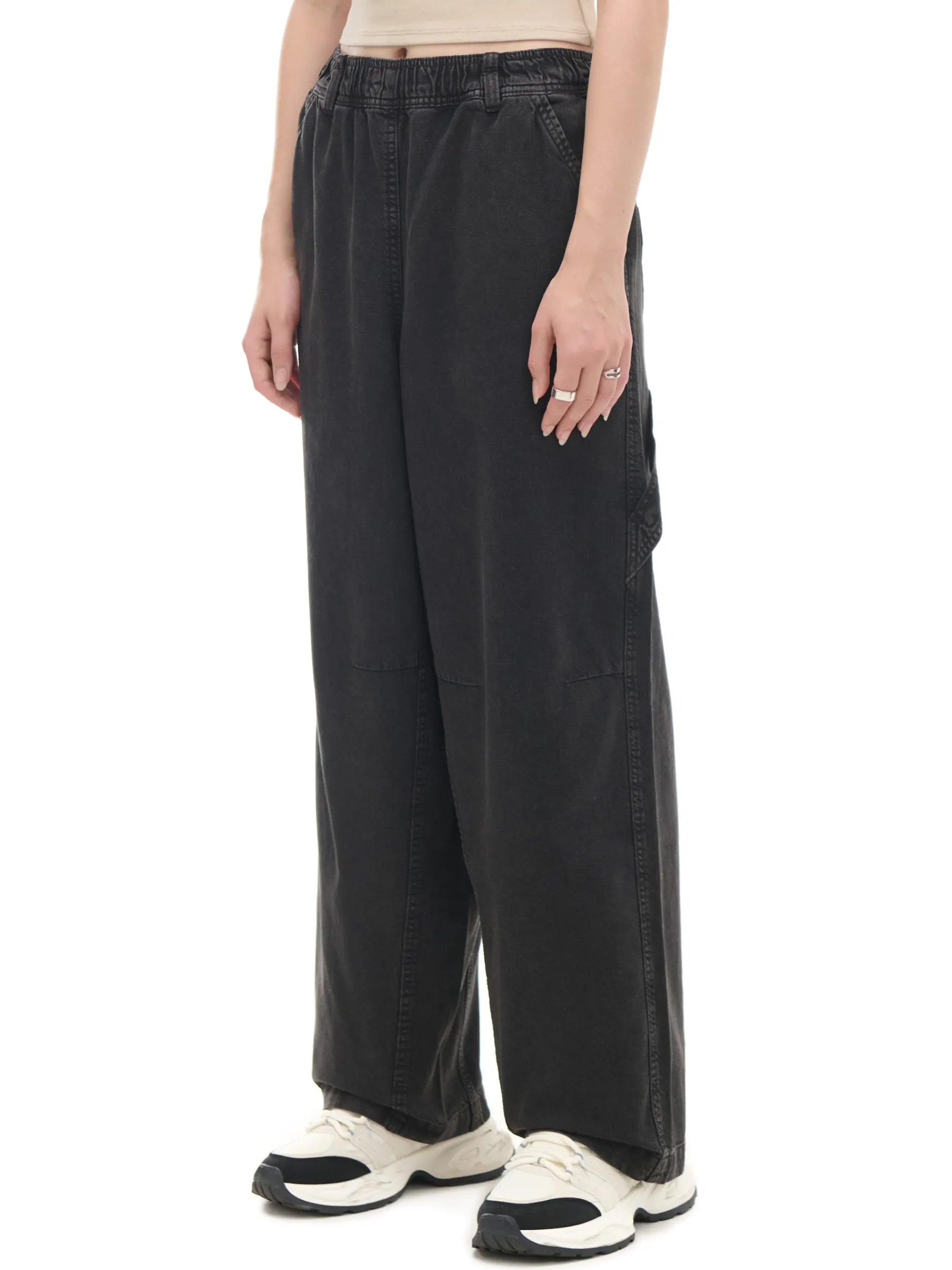 Cropp Spodnie*Szare spodnie baggy z wysokim stanem