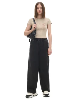 Cropp Spodnie*Szare spodnie baggy z wysokim stanem