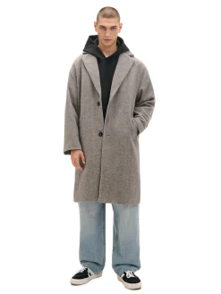 Cropp Kurtki Zimowe|Kurtki, Płaszcze*Szary płaszcz w jodełkę