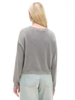 Cropp Swetry*Szary sweter z efektem sprania