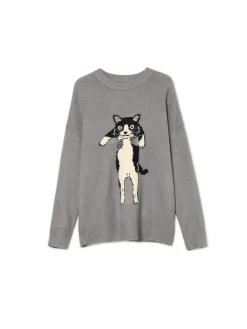 Cropp Swetry*Szary sweter z kotem