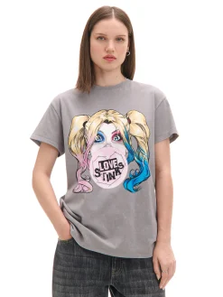 Cropp Koszulki, Topy*Szary T-shirt oversize Harley Quinn