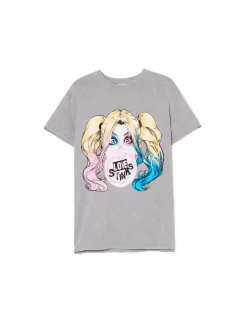 Cropp Koszulki, Topy*Szary T-shirt oversize Harley Quinn