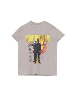 Cropp Koszulki, Topy*Szary T-shirt z nadrukiem Twenty One Pilots
