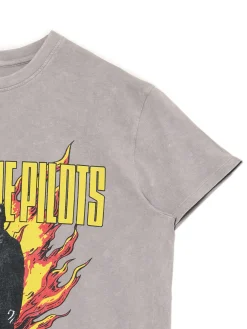 Cropp Koszulki, Topy*Szary T-shirt z nadrukiem Twenty One Pilots