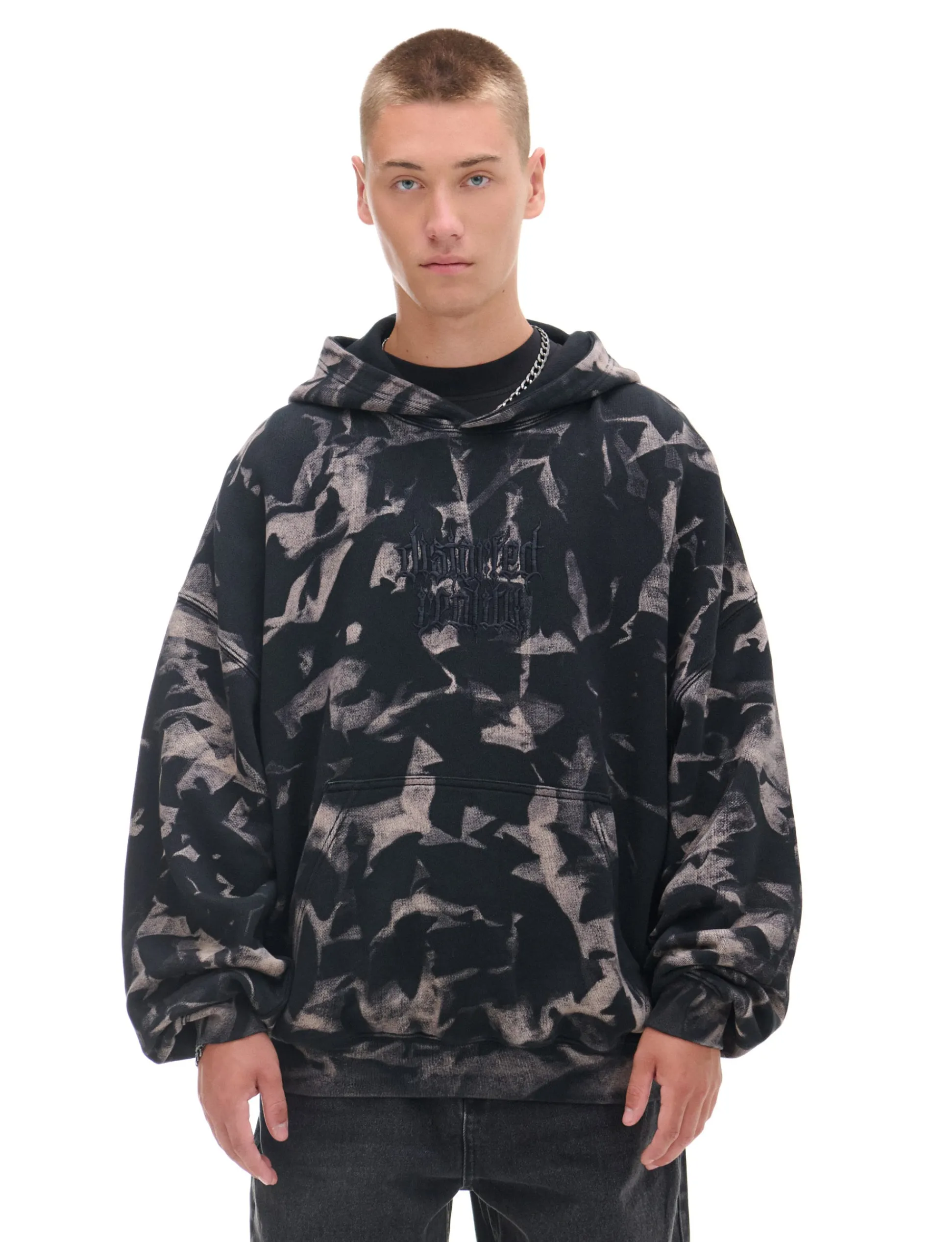 Cropp Bluzy*Wzorzysta bluza z kapturem z naszywką