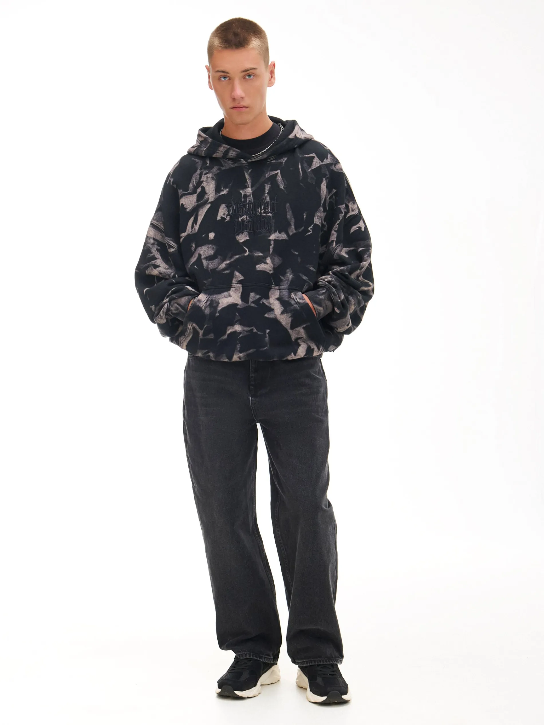 Cropp Bluzy*Wzorzysta bluza z kapturem z naszywką