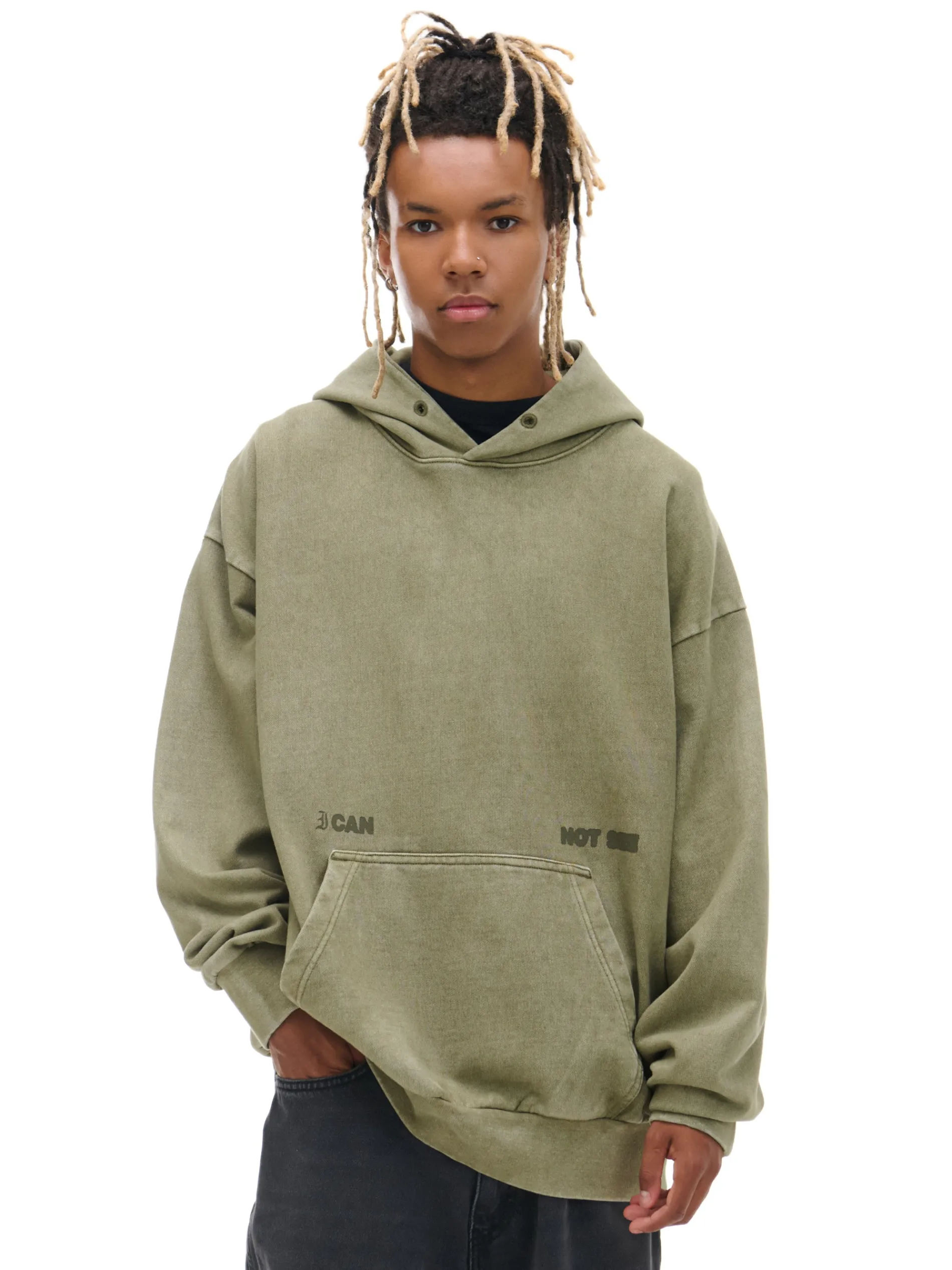 Cropp Bluzy*Zielona bluza loose z kapturem