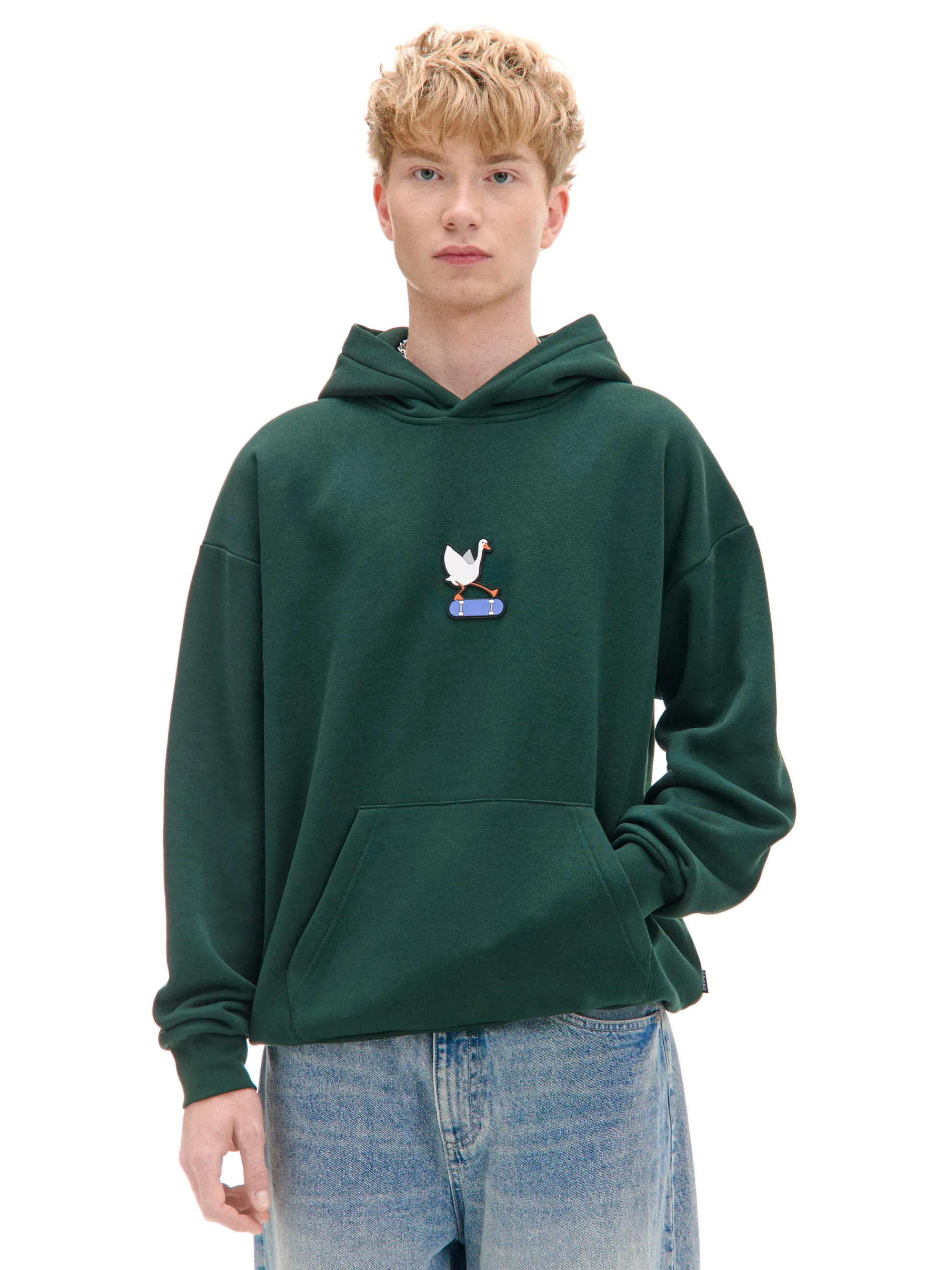 Cropp Bluzy*Zielona bluza z gęsią na deskorolce