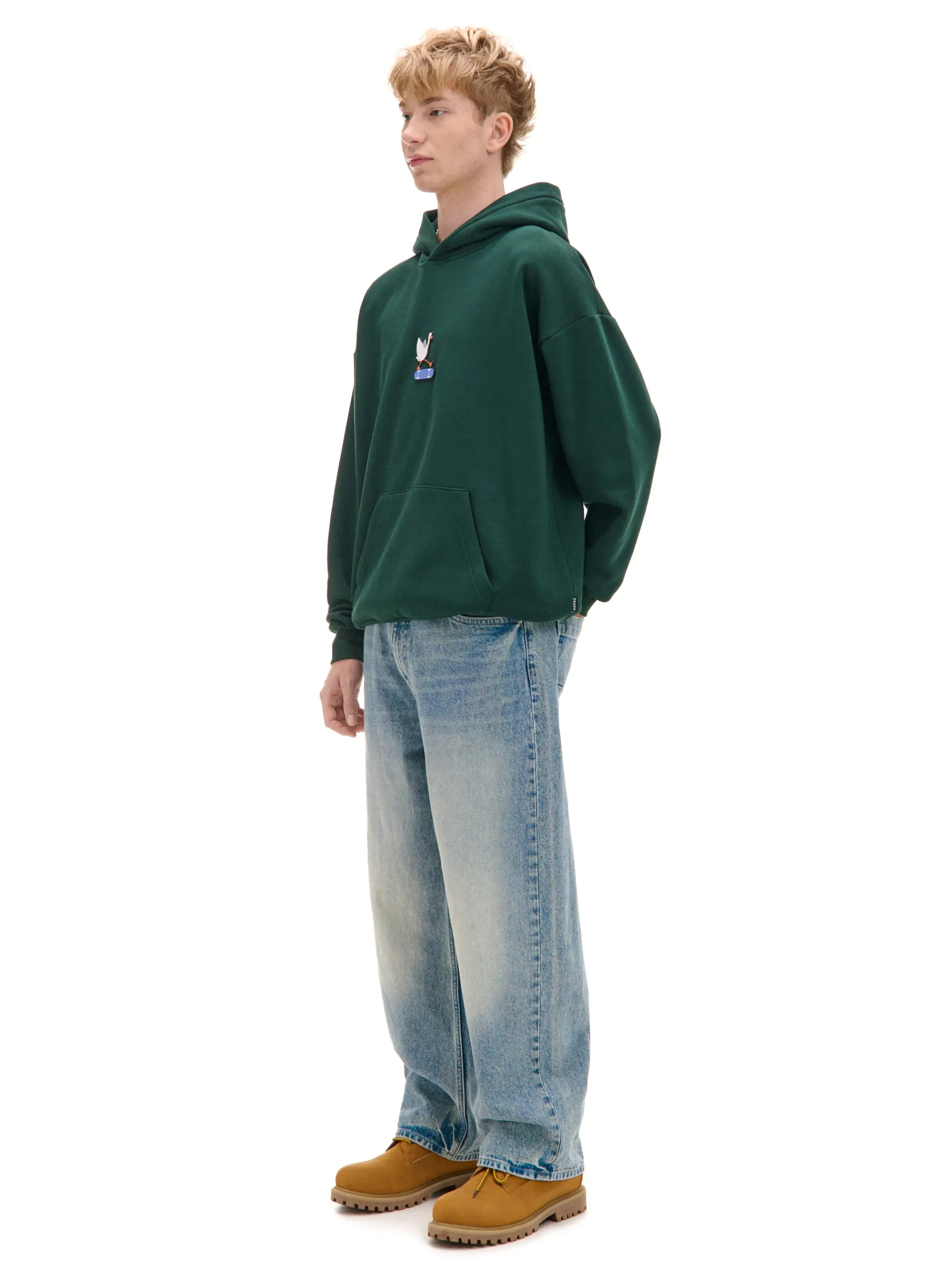 Cropp Bluzy*Zielona bluza z gęsią na deskorolce