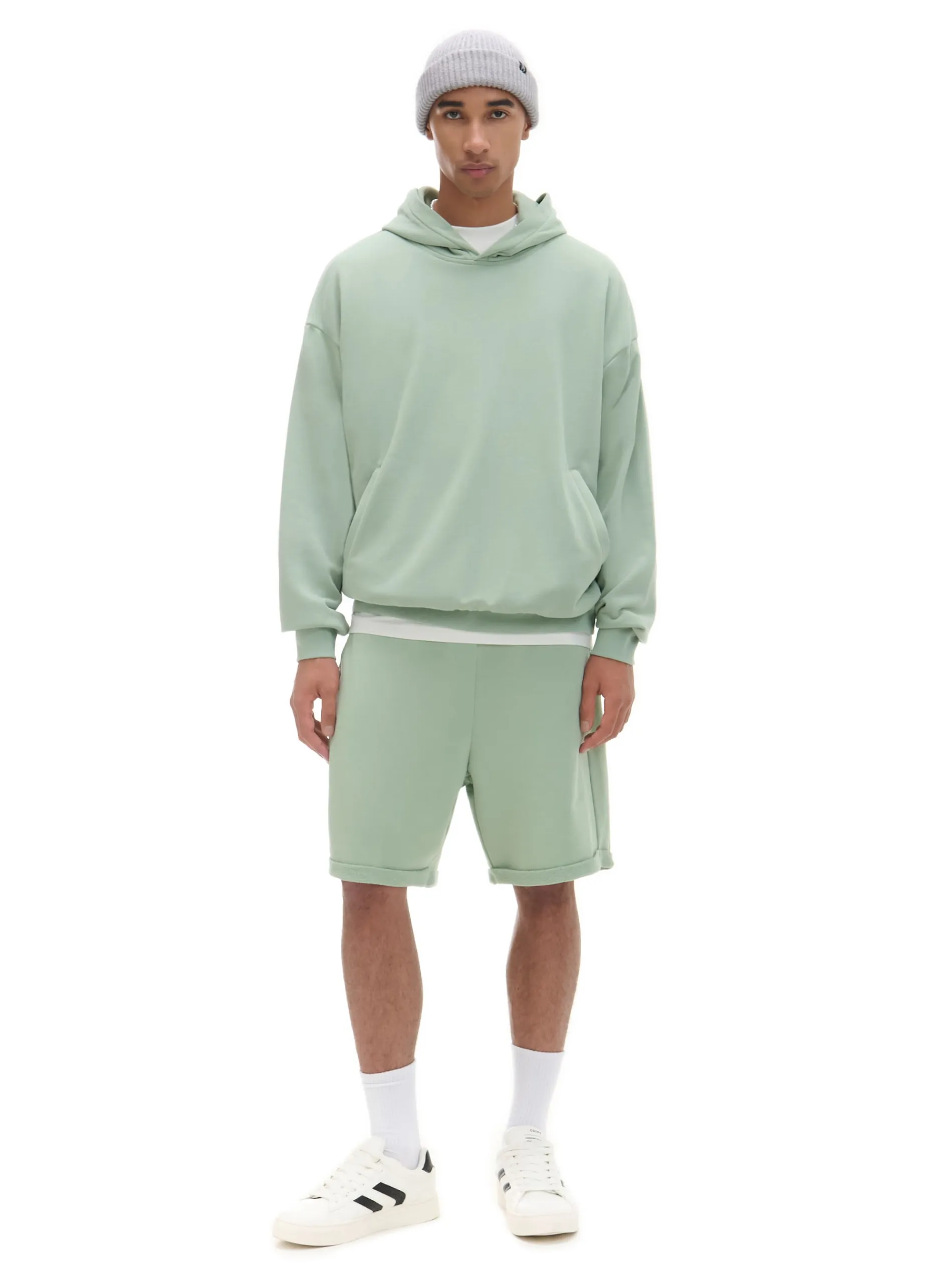 Cropp Bluzy*Zielona bluza z kapturem