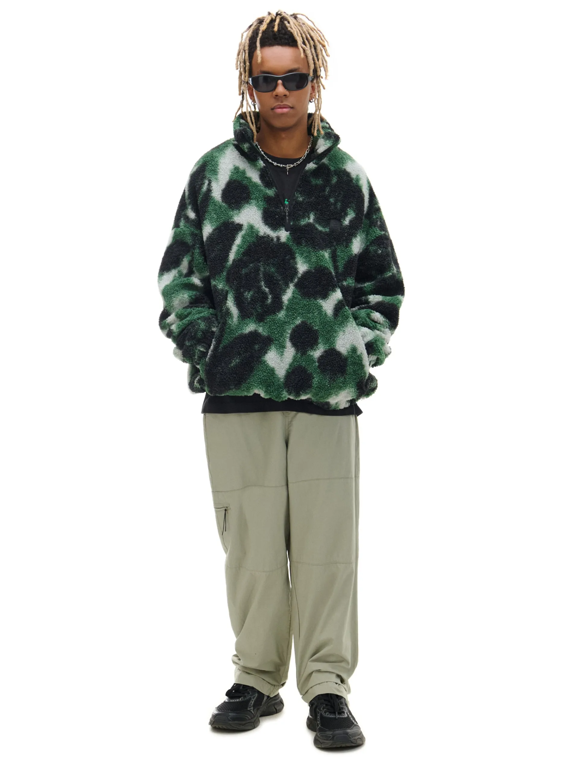 Cropp Bluzy*Zielona polarowa bluza ze stójką