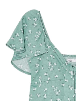 Cropp Sukienki, Kombinezony*Zielona sukienka mini w stokrotki