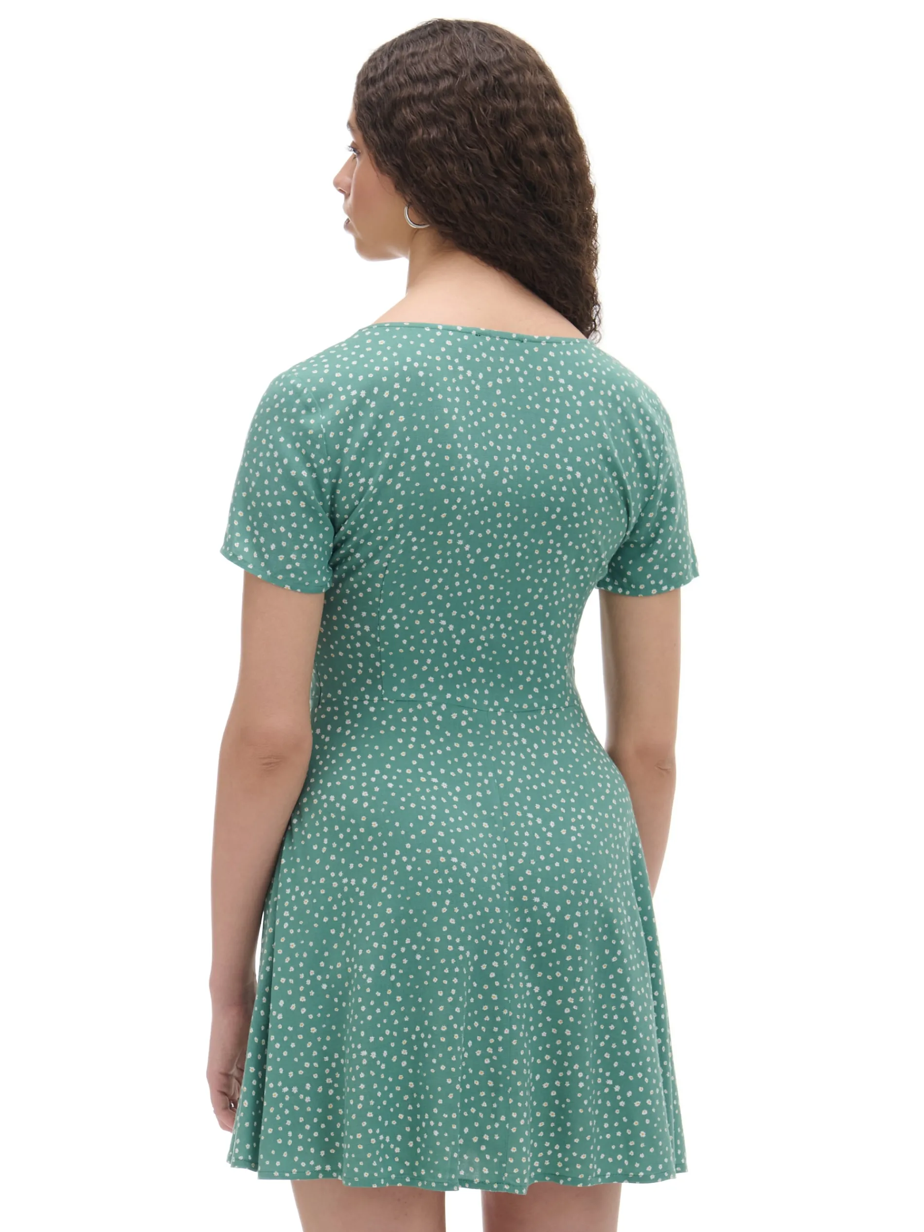 Cropp Sukienki, Kombinezony*Zielona sukienka mini w stokrotki