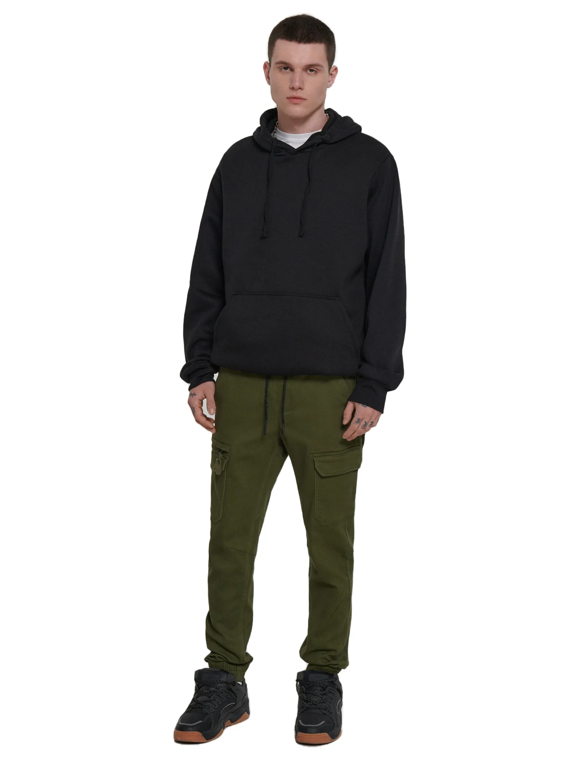 Cropp Spodnie*Zielone joggery z kieszeniami cargo