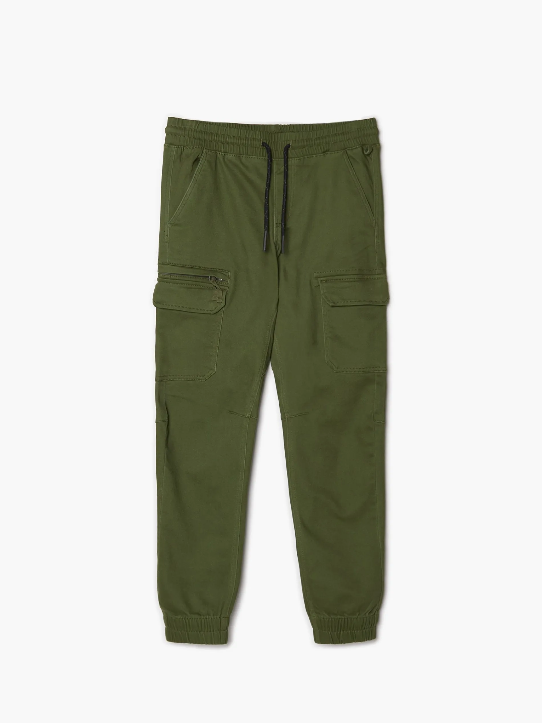 Cropp Spodnie*Zielone joggery z kieszeniami cargo