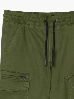 Cropp Spodnie*Zielone joggery z kieszeniami cargo